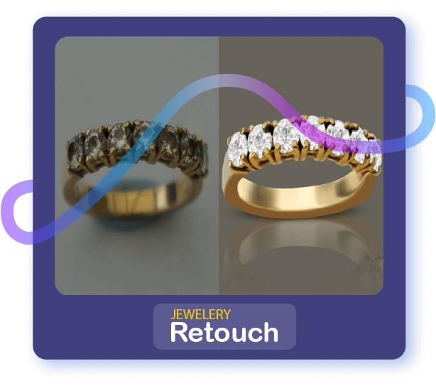 Jewelry retouching services are a type of image editing service that enhances the appearance of jewelry in digital images. The service involves using specialized software tools and techniques to adjust the brightness, contrast, color balance, and clarity of the jewelry in the photograph, as well as removing any unwanted reflections or blemishes.