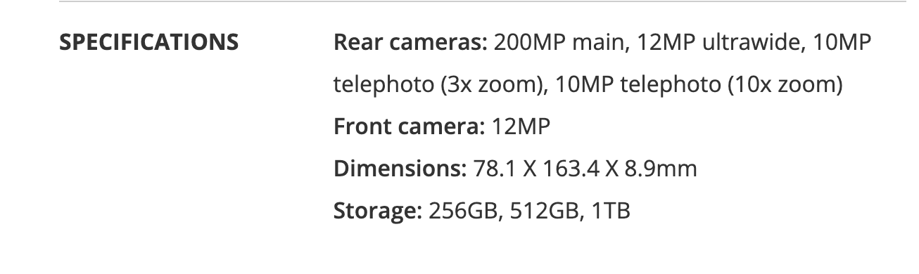 Samsung Galaxy S23 Ultra Specifications