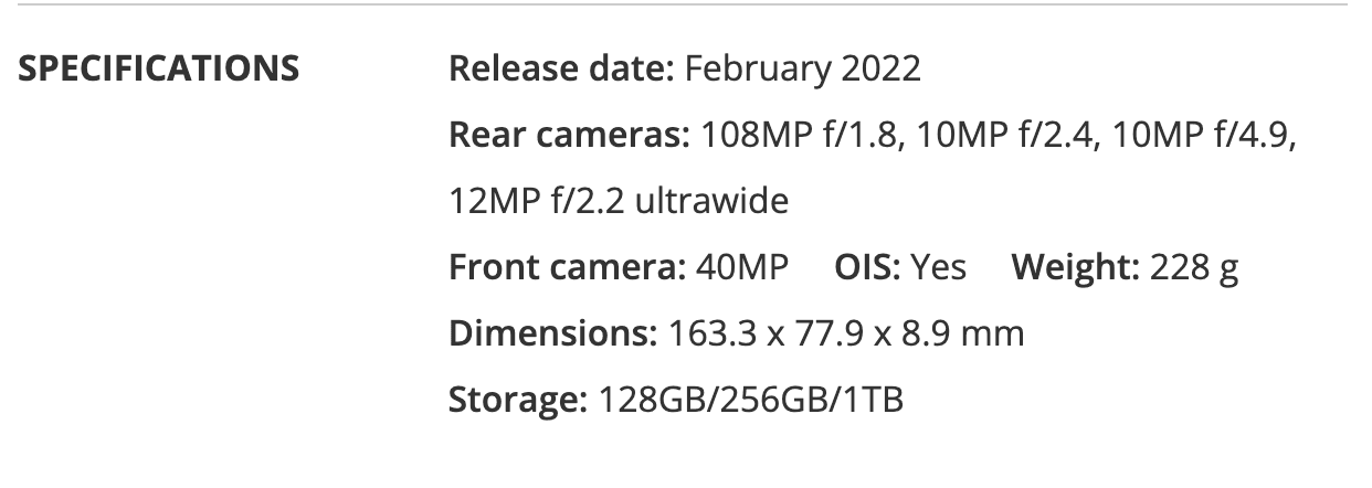 Samsung Galaxy Z Fold 4 Specifications