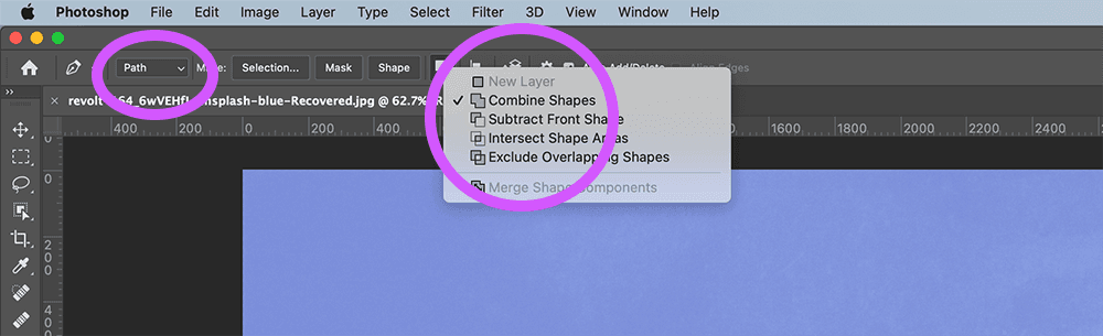 Combine shapes in Photoshop