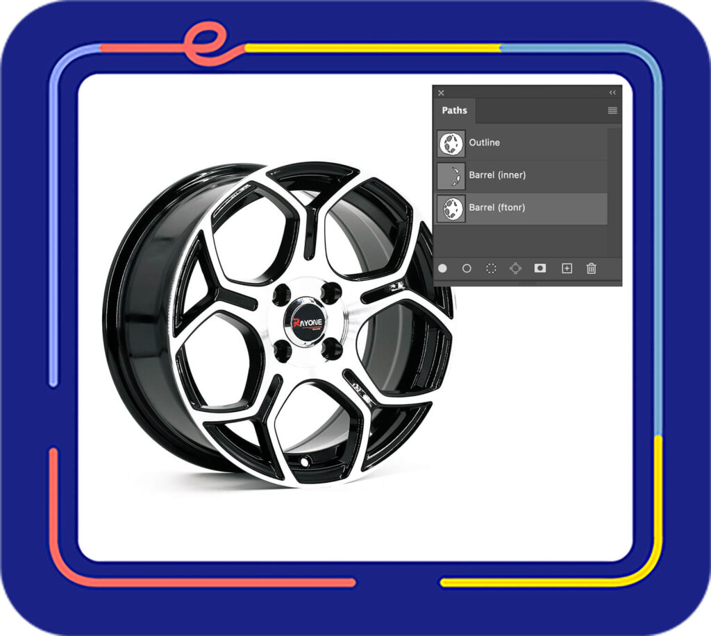 Multi clipping path services - Wheel rim